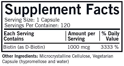 Etiqueta de Kirkman d-Biotin 1000 mcg cápsulas