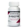 Frasco de cápsulas Kirkman d-Biotin 1000 mcg