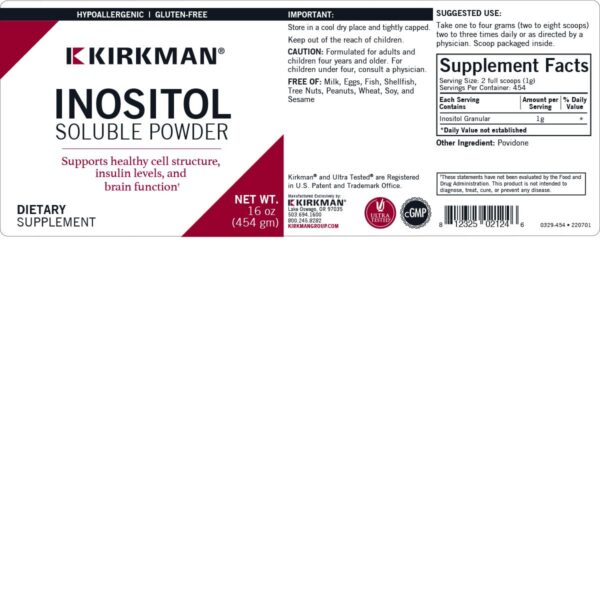 Etiqueta de Kirkman Inositol polvo soluble