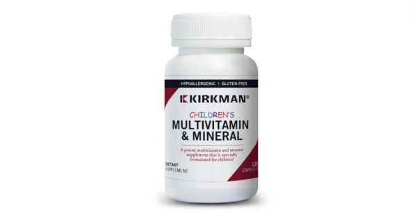 Kirkman multivitamínico para niños botella frente 120 cápsulas