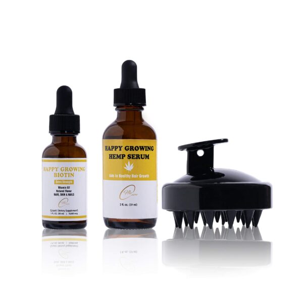 Kit crecimiento cabello biotina y cáñamo HLOCare con masajeador