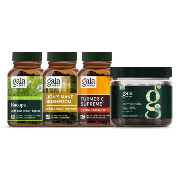 Kit de Enfoque Gaia Herbs con bacopa y hongo melena de león