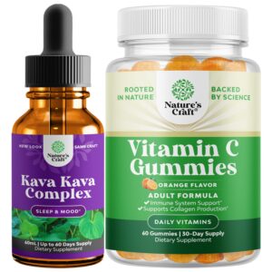 Kit Natures Craft gotas líquidas Kava y gomitas vitamina C inmunidad