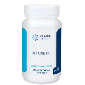 Klaire Labs Betaine HCl 648mg para digestión y absorción de nutrientes