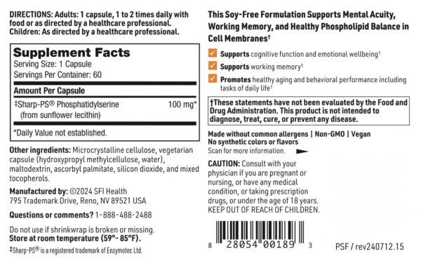 Version 1.0.0 Imagen ilustrativa de producto Klaire Labs fosfatidilserina