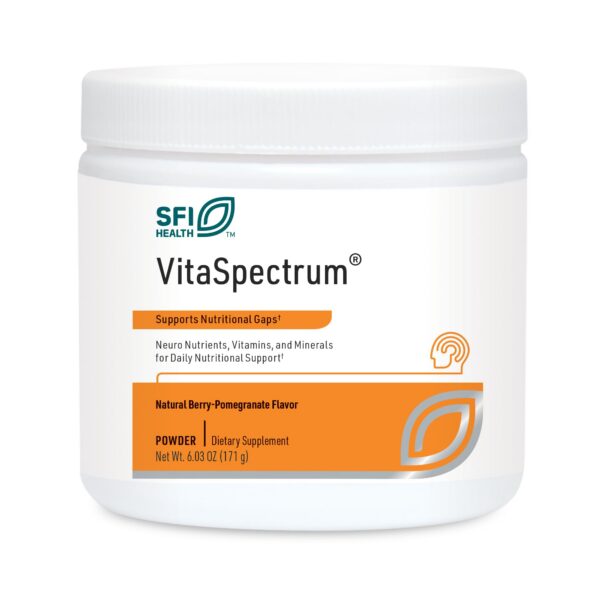 Klaire VitaSpectrum Powder infantil frasco y etiqueta