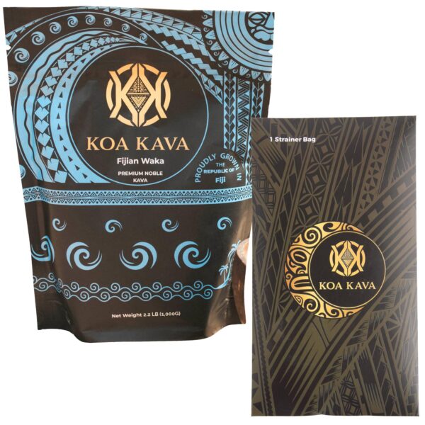 Version 1.0.0 Paquete de Koa Kava Waka Fiji Premium 1 kilo con colador de cuerda