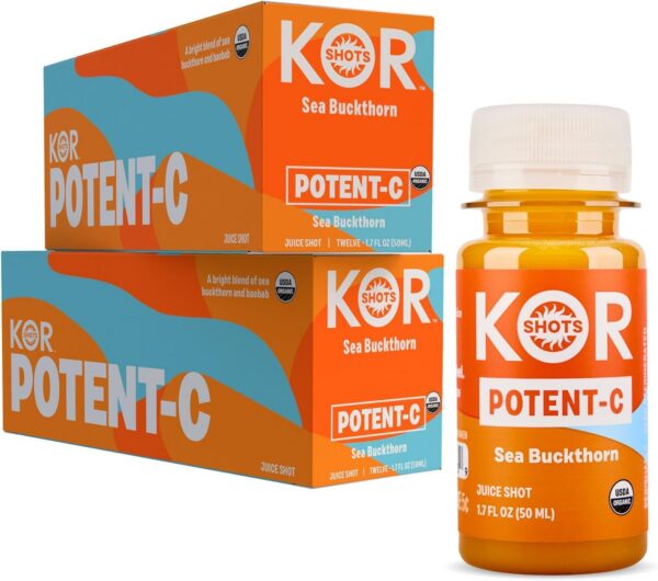 Kor Shot Sea Buckthorn Baobab frente etiqueta