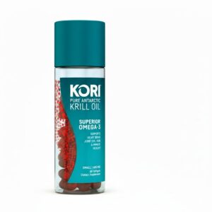 Frasco de Kori Krill Oil Omega-3 600 mg