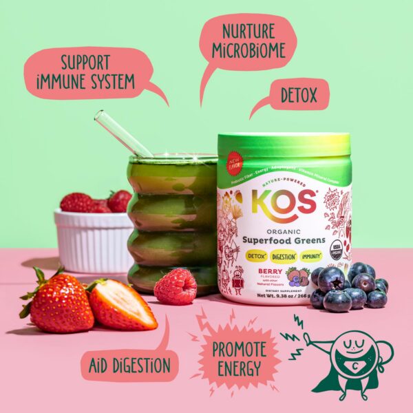 KOS supergreens con prebióticos y adaptógenos salud digestiva