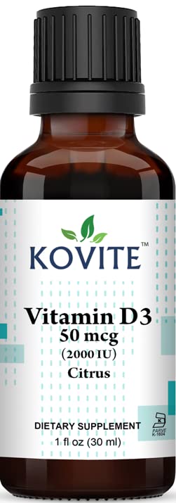 Version 1.0.0 Frasco Kovite D3 Drops con etiqueta cítrica