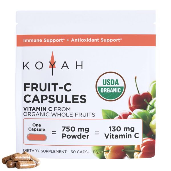 Paquete KOYAH Fruit-C cápsulas vitamina c natural orgánica