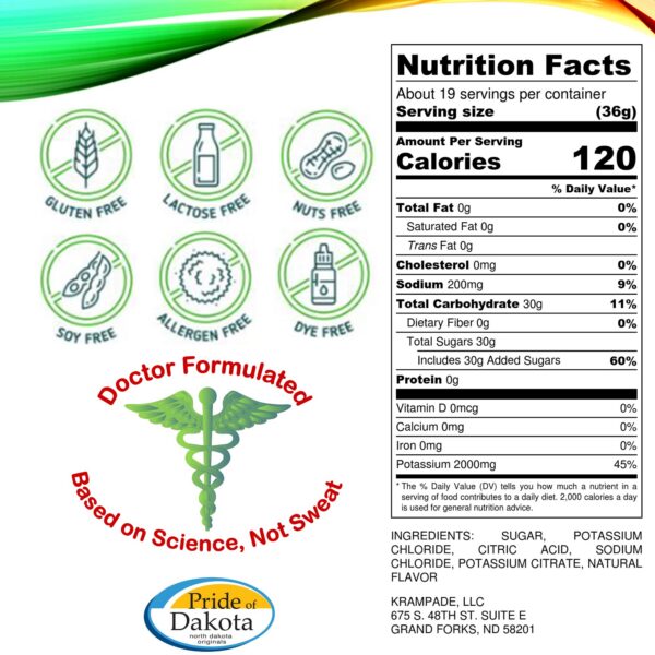 Etiqueta frontal Krampade polvo electrolitos limon-lima