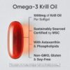 Krill Oil softgel bottle label close-up