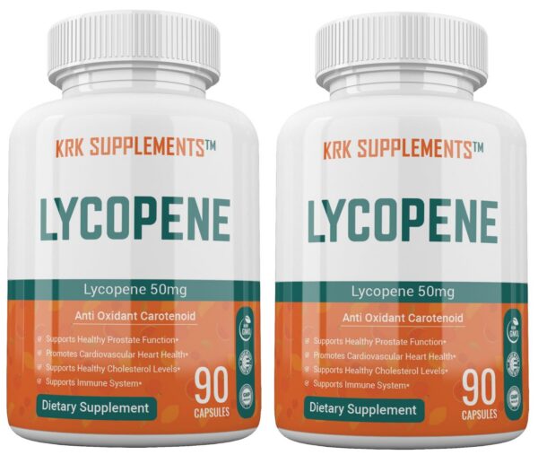 KRK Supplements licopeno 50 mg - vista frontal de la botella