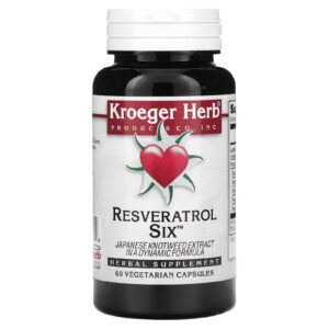 Frente de Kroeger Resveratrol Six 60 cápsulas vegetarianas