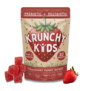 Version 1.0.0 Krunchy Kids gomitas prebióticas y postbióticas sabor fresa fermentada