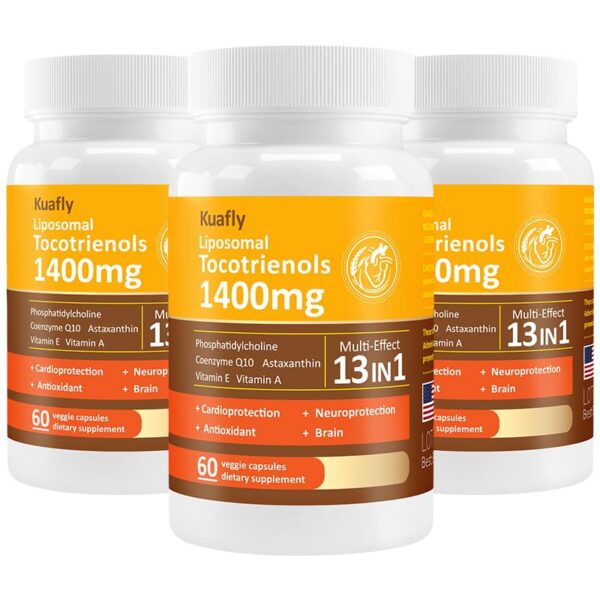 Frente del producto KUAFLY liposomal tocotrienols cápsulas