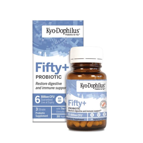 Kyo-Dophilus Fifty Plus probiótico para salud digestiva adulto mayor