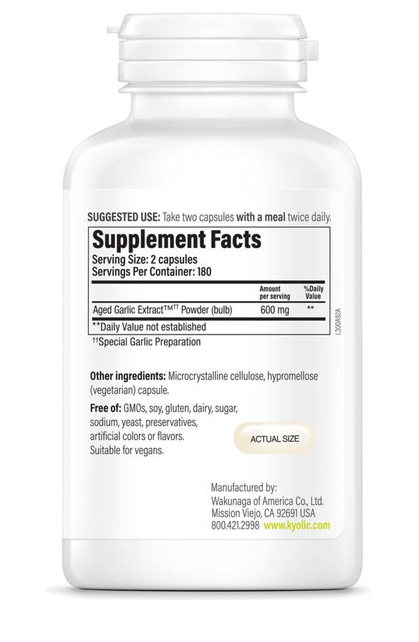 Kyolic fórmula 300 ajo envejecido cápsulas laterales