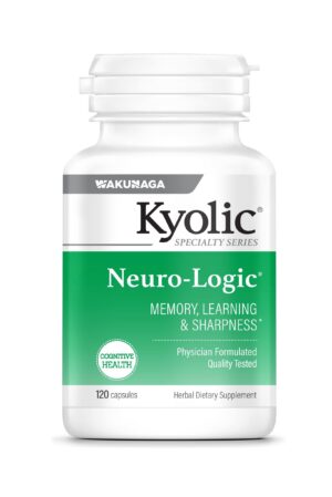 Frasco de Kyolic Neuro-Logic con etiqueta blanca