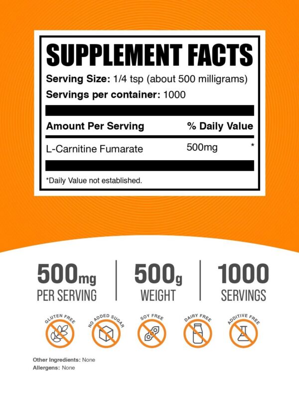 Porción de 500 mg de L-Carnitine Fumarate
