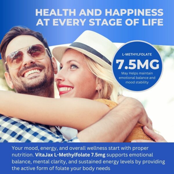 Cápsulas vegetarianas de L-Metilfolato 7.5 mg