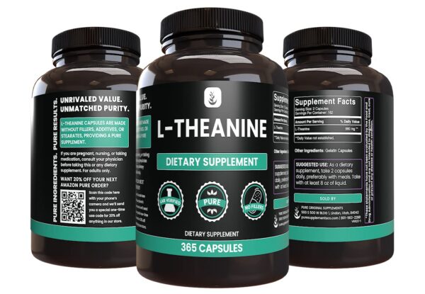 Cápsulas L-Theanine apiladas de PURE ORIGINAL INGREDIENTS