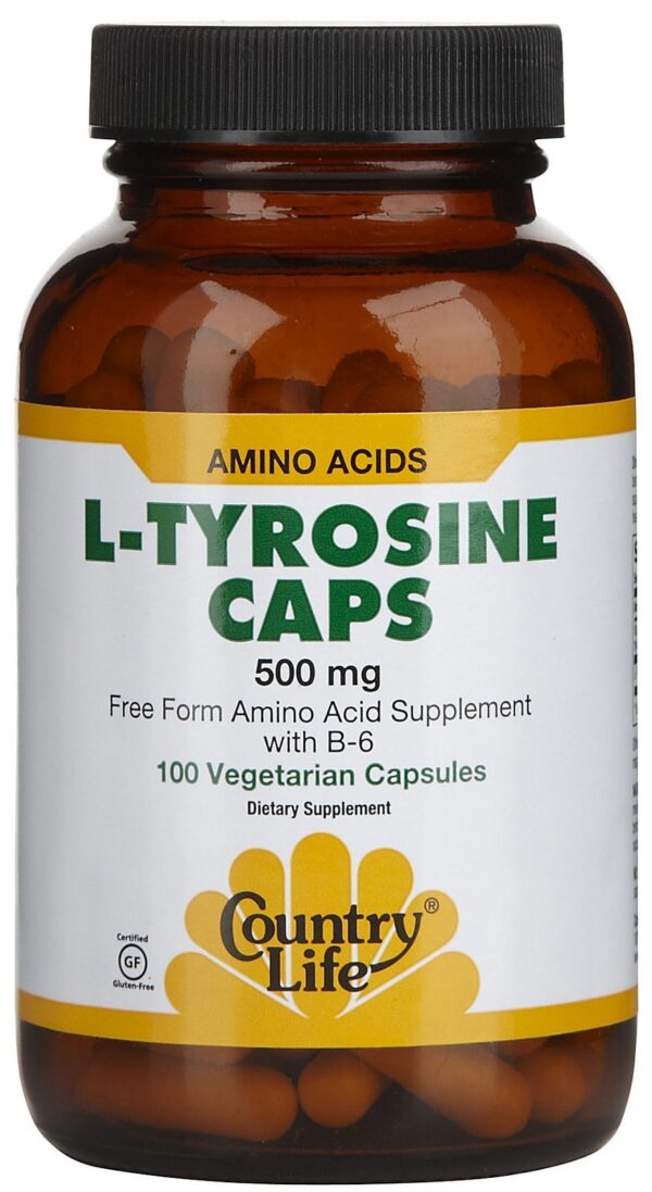 L-Tirosina 500mg con vitamina B-6 suplemento nutricional botella