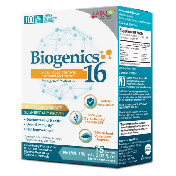 LABO Nutrition Biogenics 16 extracto postbiótico para salud intestinal