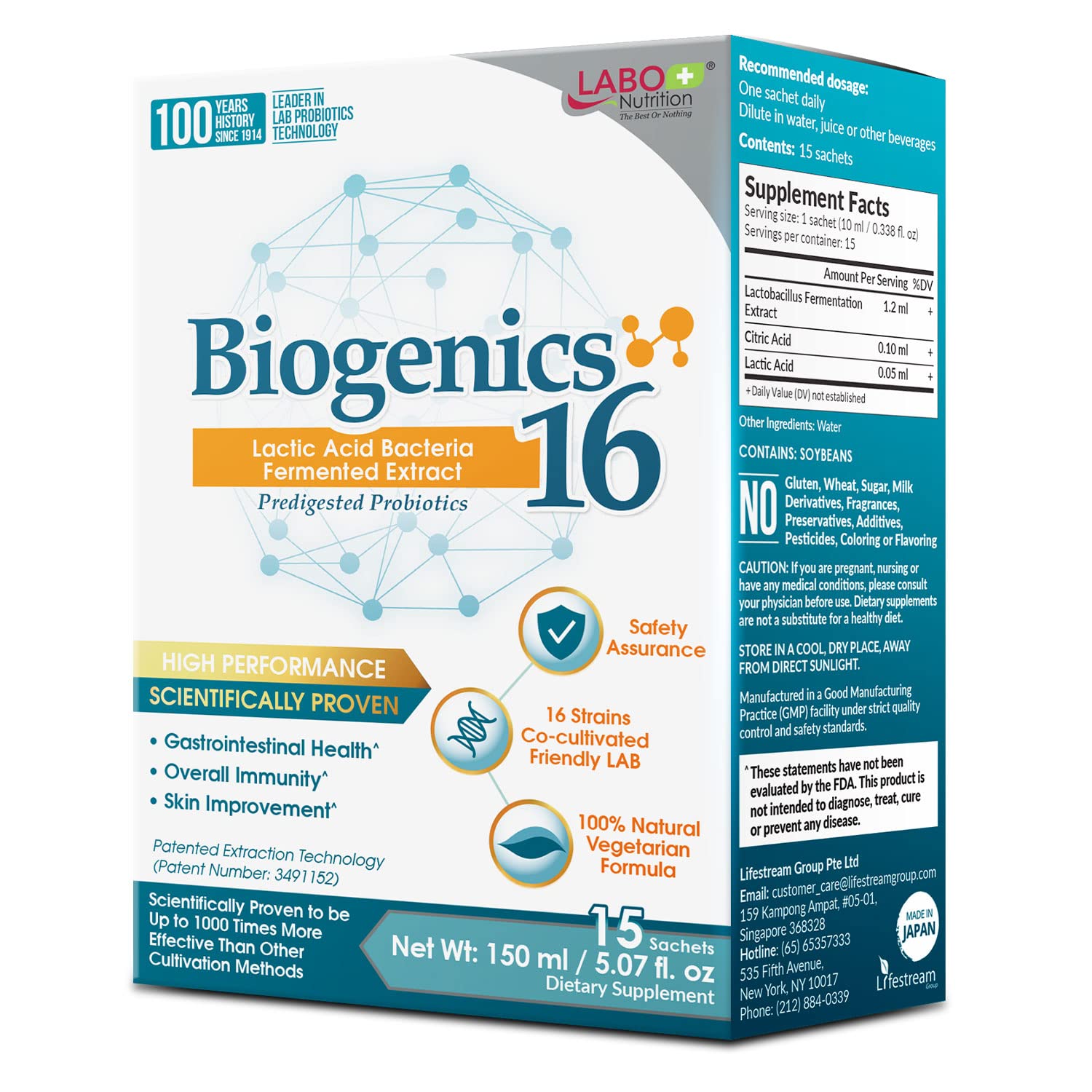 LABO Nutrition Biogenics 16 Fermented Extract Postbiotic
