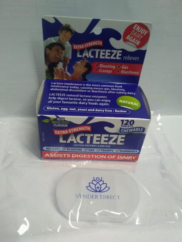 Version 1.0.0 Frasco Lacteeze Extra Strength 4000 ALU vista lateral