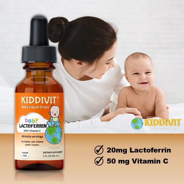 Lactoferrina líquida para bebé Kiddivit con vitamina C y prebiótico