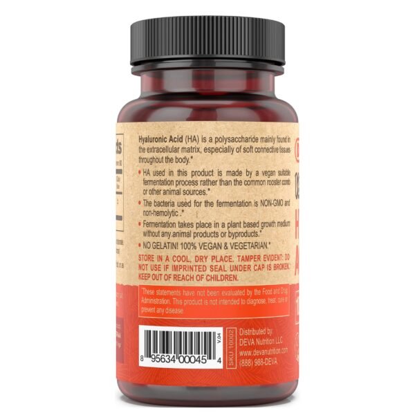 Vista lateral caja ácido hialurónico DEVA 90 tabletas