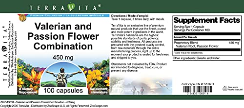 Lado del envase cápsulas TerraVita valeriana y flor de la pasión