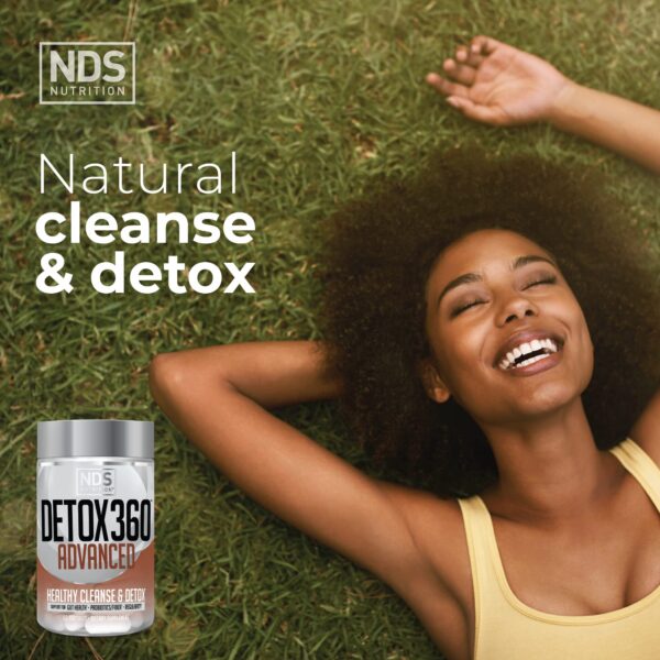 Lado del envase Detox 360 Advanced para salud intestinal