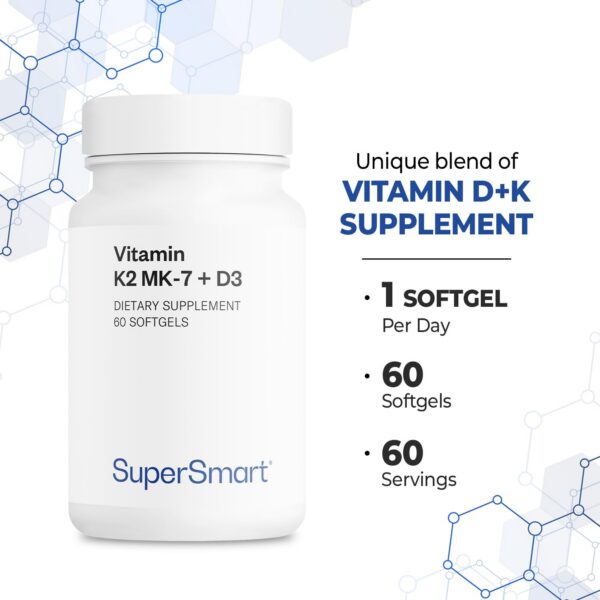 Lado del envase vitamina k2 d3 supersmart 60 cápsulas