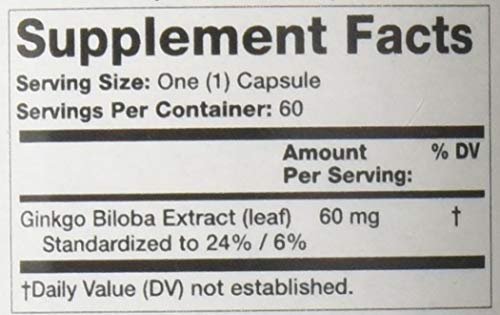 Lado del frasco extracto Ginkgo Biloba Olympian Labs