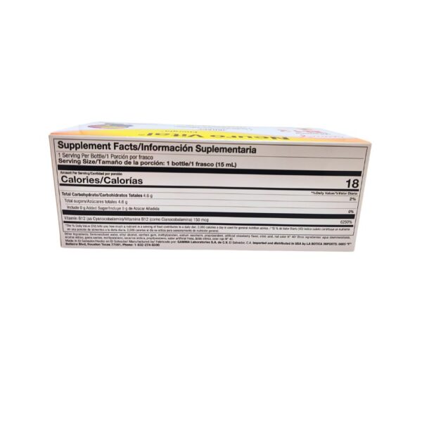 Lado del frasco Neuro Vital Vitamina B12 21 cápsulas