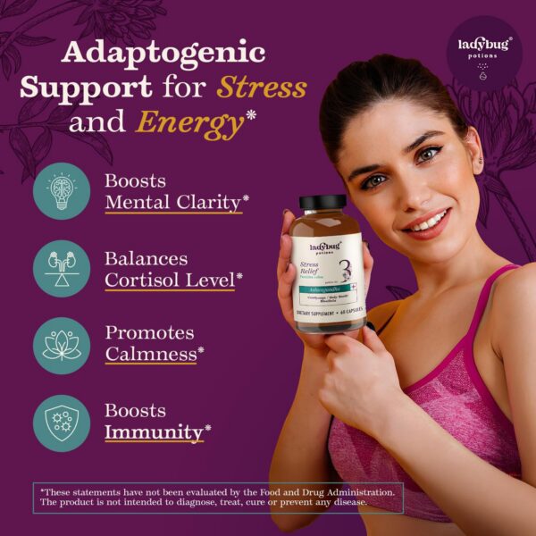 Detalle frasco suplemento Ashwagandha orgánico para ánimo equilibrado