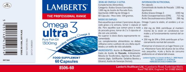 Etiqueta de Lamberts Omega 3 Ultra