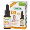 Land Art gotas orgánicas vitamina d3 para bebé 400 ui 490 dosis
