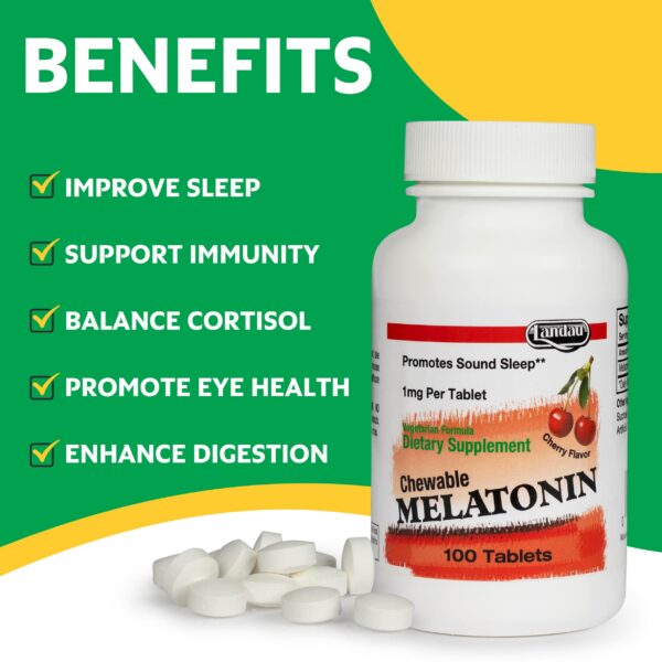 Landau melatonina masticable 1mg caja lateral