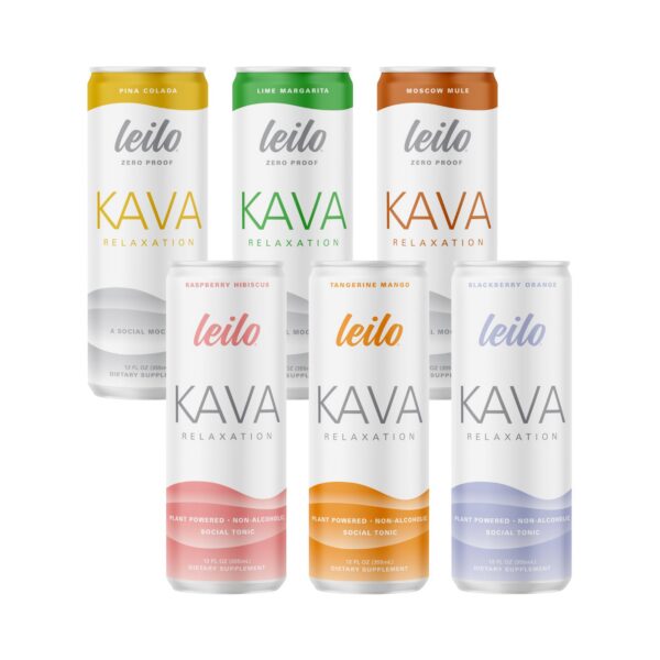Latas bebida efervescente relajante con kava LEILO variedad