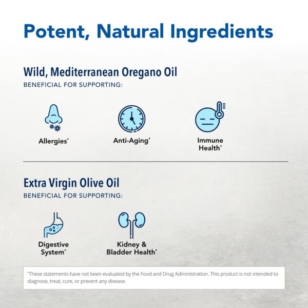 Vista lateral de aceite de orégano super strength