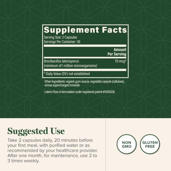 Latero-Flora probiótico detalle empaque y cápsulas