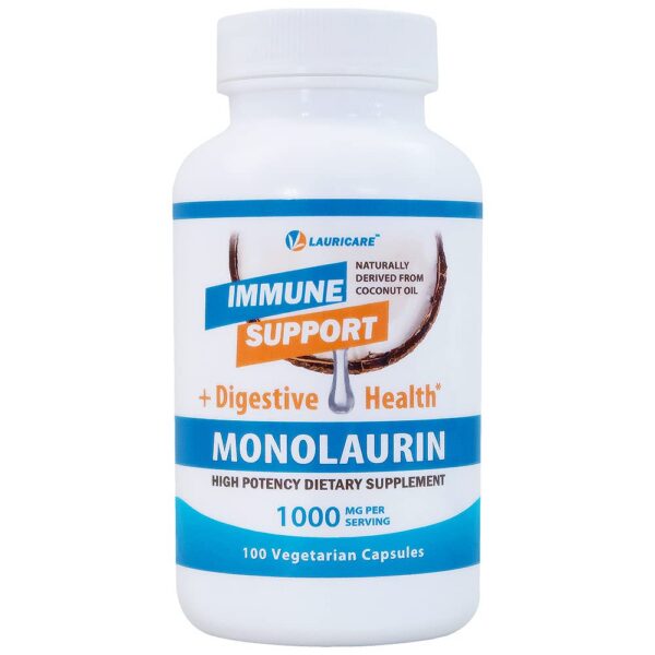 Frente de Lauricare Monolaurin 1000 mg cápsulas