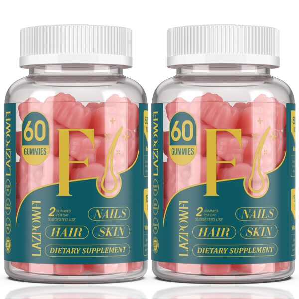 Lazpowfi Biotin Gummies frambuesa frasco