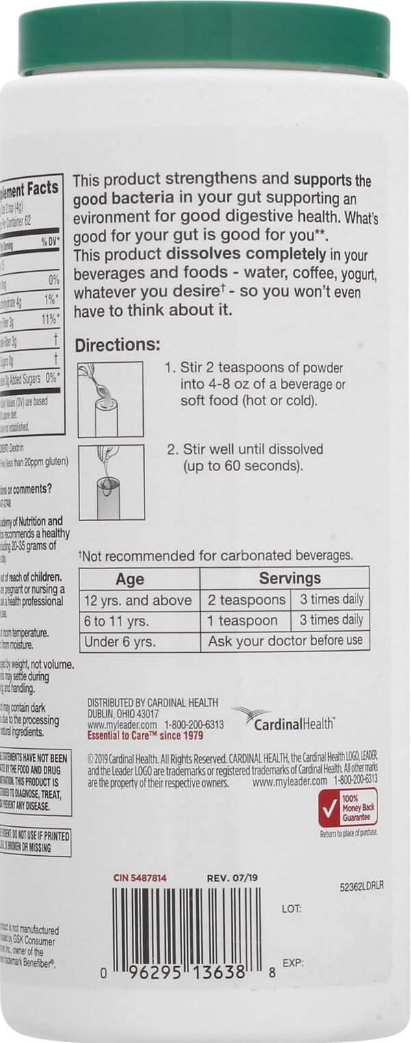 Leader suplemento fibra soluble sin sabor y sin azúcar