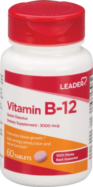 Vitamina B-12 3000 mcg Leader botella 60 tabletas